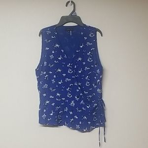 1. State Sleeveless Wrap Floral Blouse